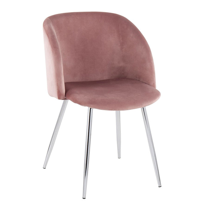 LumiSource Fran Chair, Set of 2 in Chrome/Pink Velvet
