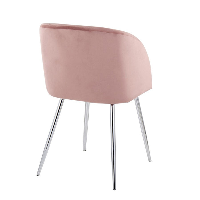 LumiSource Fran Chair, Set of 2 in Chrome/Pink Velvet