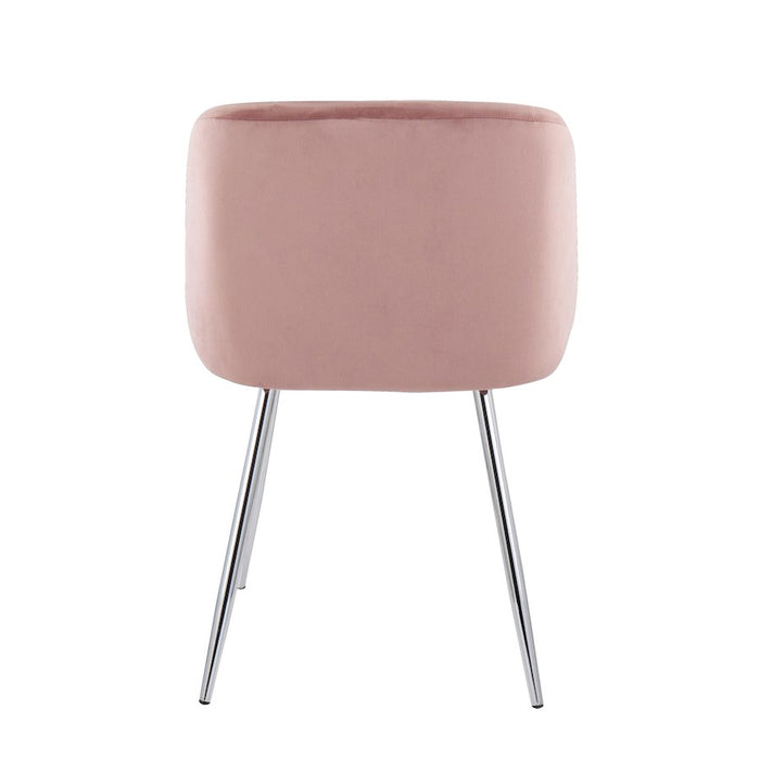 LumiSource Fran Chair, Set of 2 in Chrome/Pink Velvet