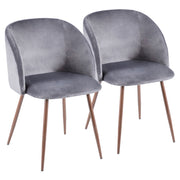 LumiSource Fran Dining Chair Set of 2 | Walnut & Grey Velvet Accent Chair | Contemporary Dining Seating | 22 x 22 x 33 in | Model CH-FRANWL-GY2