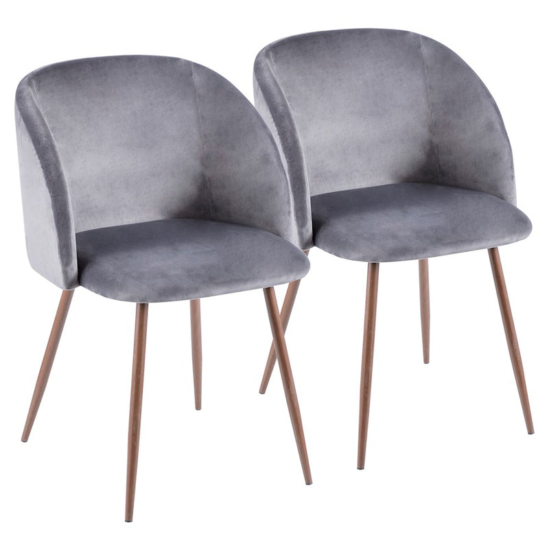 LumiSource Fran Dining Chair Set of 2 | Walnut & Grey Velvet Accent Chair | Contemporary Dining Seating | 22 x 22 x 33 in | Model CH-FRANWL-GY2