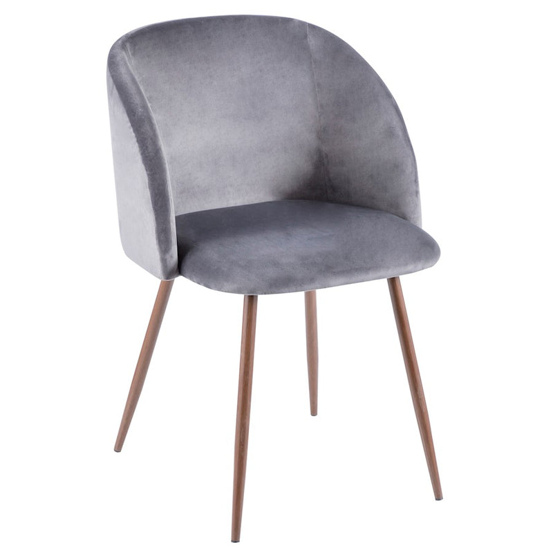 LumiSource Fran Dining Chair Set of 2 | Walnut & Grey Velvet Accent Chair | Contemporary Dining Seating | 22 x 22 x 33 in | Model CH-FRANWL-GY2