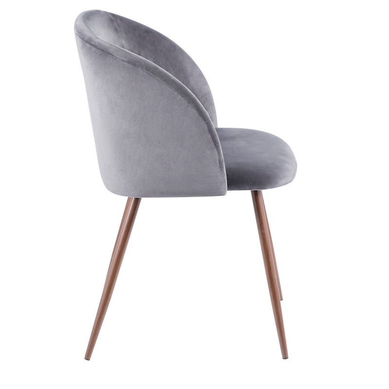 LumiSource Fran Dining Chair Set of 2 | Walnut & Grey Velvet Accent Chair | Contemporary Dining Seating | 22 x 22 x 33 in | Model CH-FRANWL-GY2