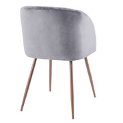 LumiSource Fran Dining Chair Set of 2 | Walnut & Grey Velvet Accent Chair | Contemporary Dining Seating | 22 x 22 x 33 in | Model CH-FRANWL-GY2