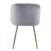 LumiSource Fran Dining Chair Set of 2 | Walnut & Grey Velvet Accent Chair | Contemporary Dining Seating | 22 x 22 x 33 in | Model CH-FRANWL-GY2