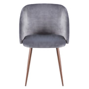 LumiSource Fran Dining Chair Set of 2 | Walnut & Grey Velvet Accent Chair | Contemporary Dining Seating | 22 x 22 x 33 in | Model CH-FRANWL-GY2