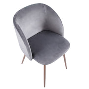 LumiSource Fran Dining Chair Set of 2 | Walnut & Grey Velvet Accent Chair | Contemporary Dining Seating | 22 x 22 x 33 in | Model CH-FRANWL-GY2