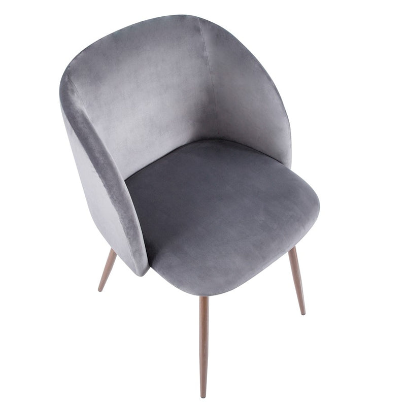 LumiSource Fran Dining Chair Set of 2 | Walnut & Grey Velvet Accent Chair | Contemporary Dining Seating | 22 x 22 x 33 in | Model CH-FRANWL-GY2