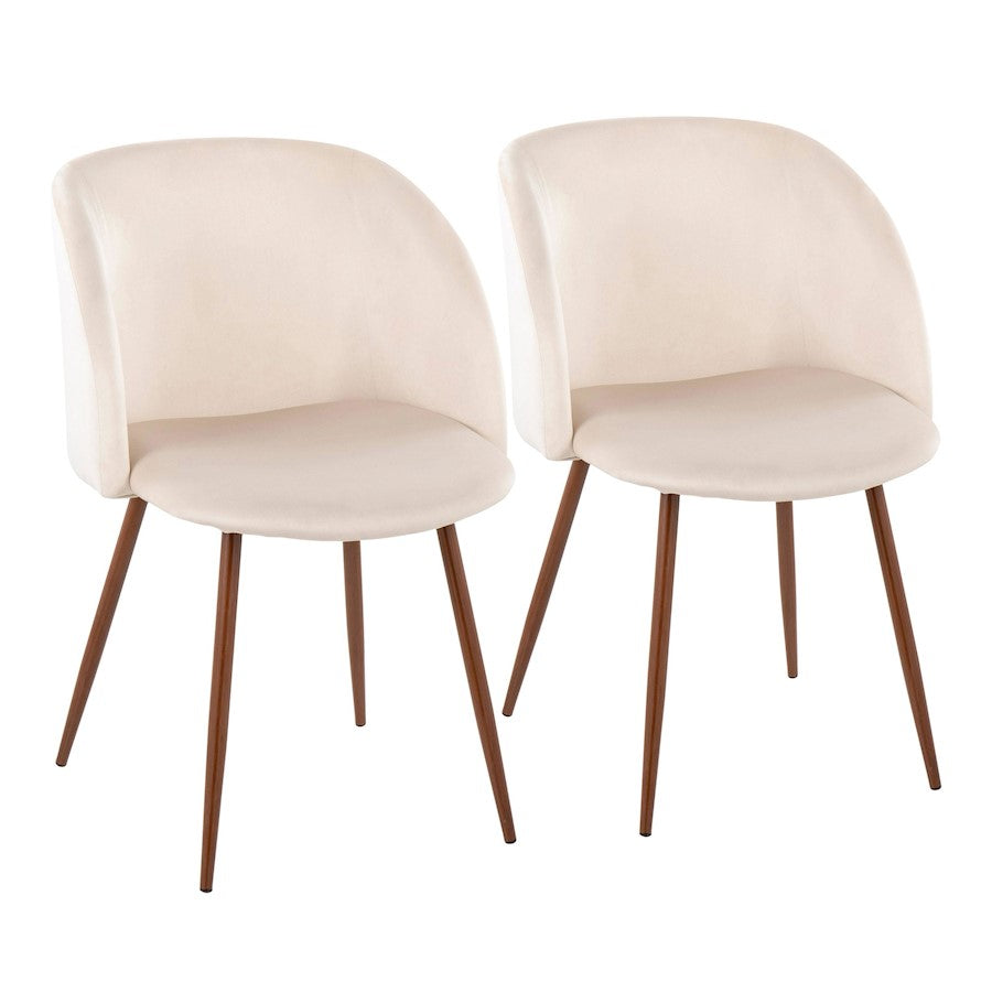 LumiSource Fran Chair, Set of 2 in Walnut Metal/Cream Velvet - CH-FRANWL-VCR2