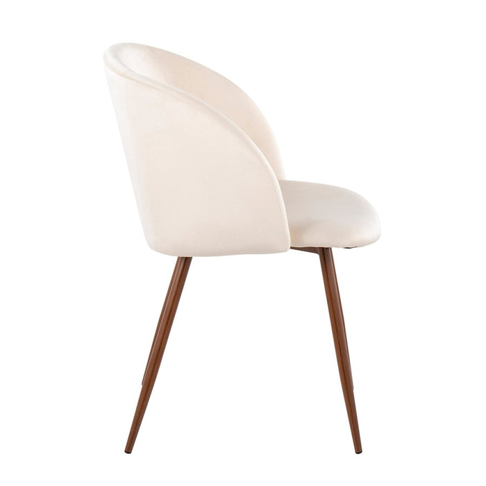 LumiSource Fran Chair, Set of 2 in Walnut Metal/Cream Velvet