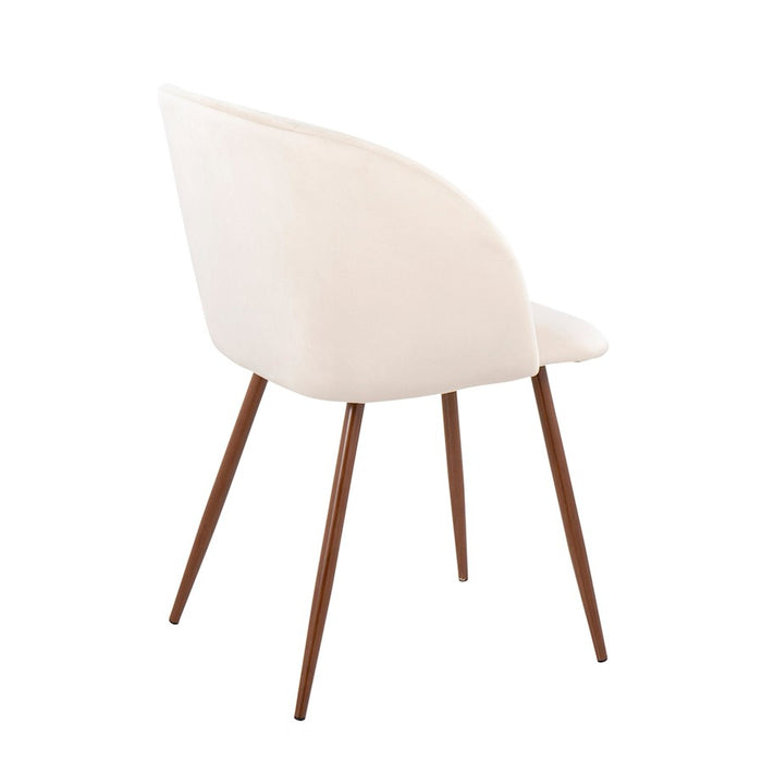 LumiSource Fran Chair, Set of 2 in Walnut Metal/Cream Velvet