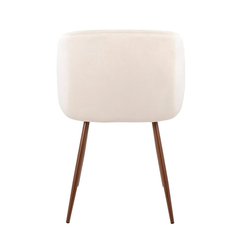LumiSource Fran Chair, Set of 2 in Walnut Metal/Cream Velvet