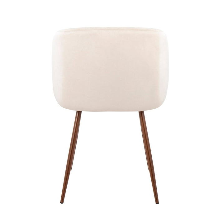 LumiSource Fran Chair, Set of 2 in Walnut Metal/Cream Velvet