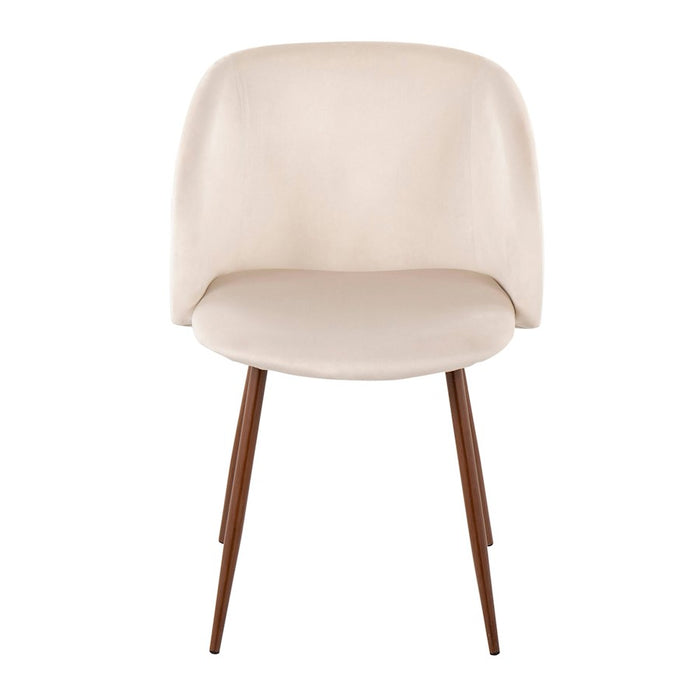 LumiSource Fran Chair, Set of 2 in Walnut Metal/Cream Velvet