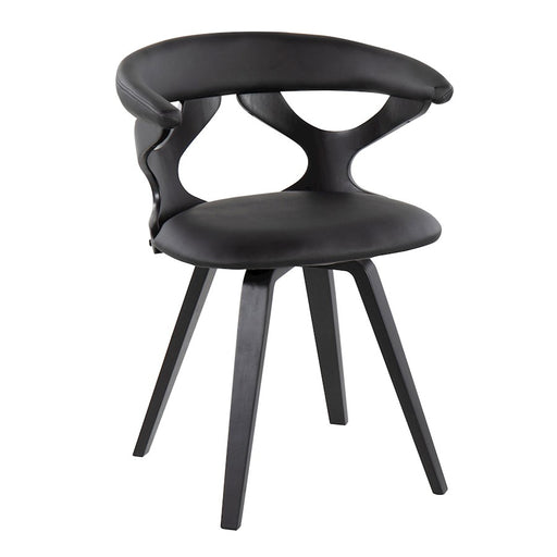 LumiSource Gardenia Chair in Black Wood/Black PU - CH-GARDBKBK
