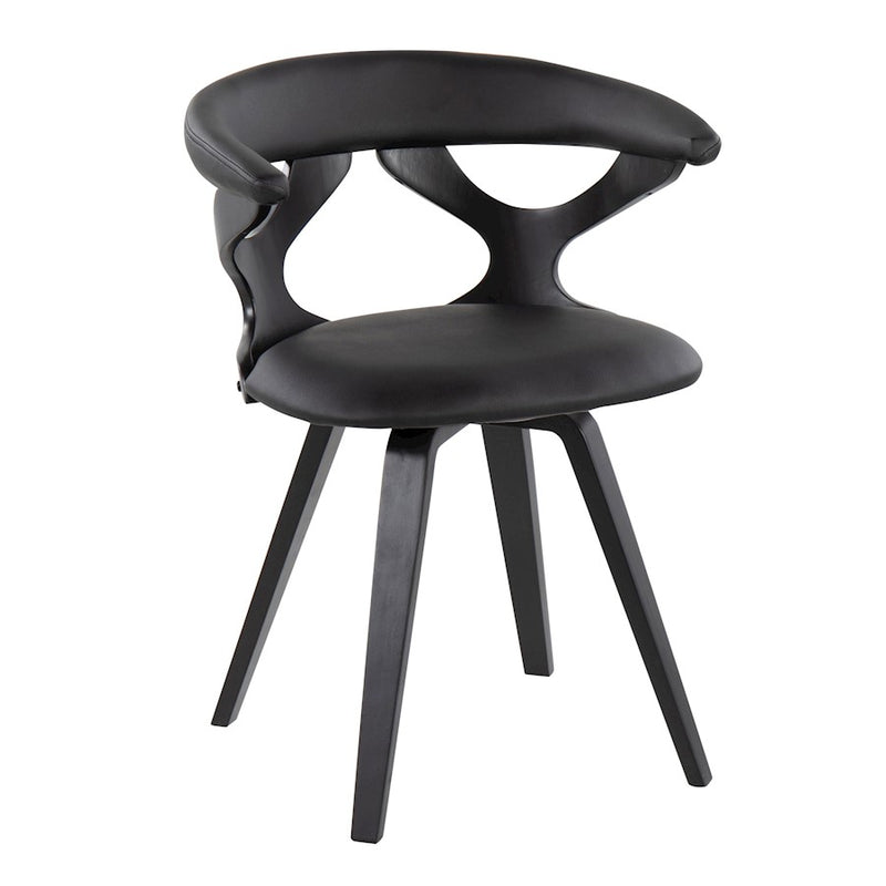 LumiSource Gardenia Chair | Black Wood & Black PU Leather Swivel Accent Chair | Contemporary Living Room Seating | 21 x 22 x 29 in | Model CH-GARDBKBK