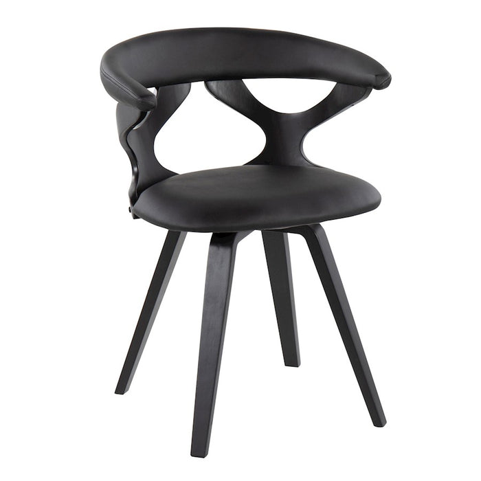 LumiSource Gardenia Chair in Black Wood/Black PU - CH-GARDBKBK