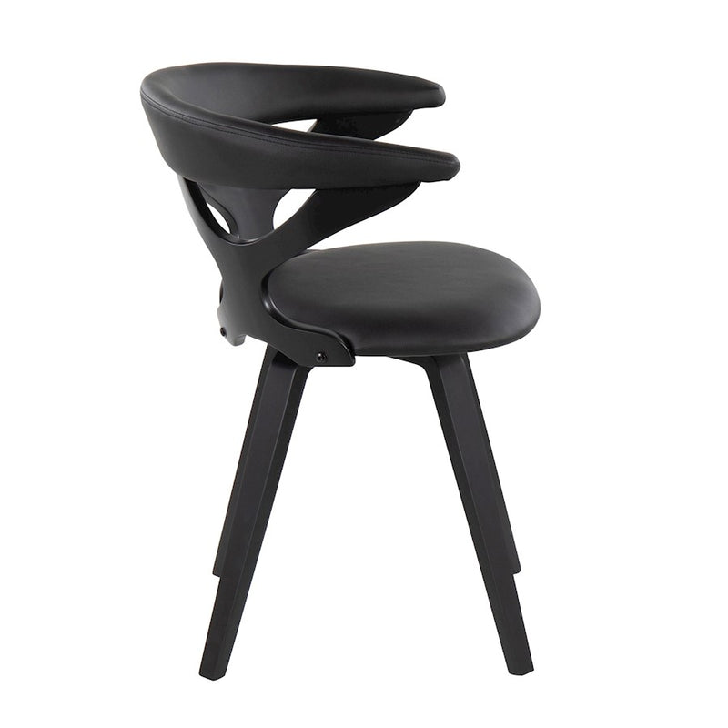 LumiSource Gardenia Chair | Black Wood & Black PU Leather Swivel Accent Chair | Contemporary Living Room Seating | 21 x 22 x 29 in | Model CH-GARDBKBK