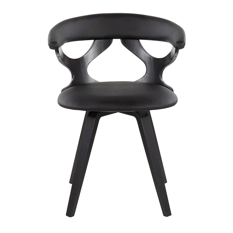 LumiSource Gardenia Chair | Black Wood & Black PU Leather Swivel Accent Chair | Contemporary Living Room Seating | 21 x 22 x 29 in | Model CH-GARDBKBK