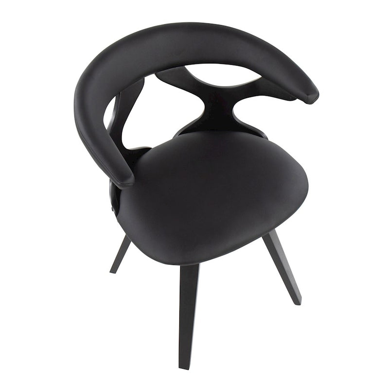LumiSource Gardenia Chair | Black Wood & Black PU Leather Swivel Accent Chair | Contemporary Living Room Seating | 21 x 22 x 29 in | Model CH-GARDBKBK