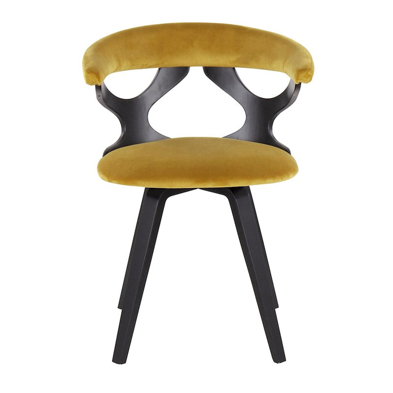 LumiSource Gardenia Chair in Black Wood/Chartreuse Velvet