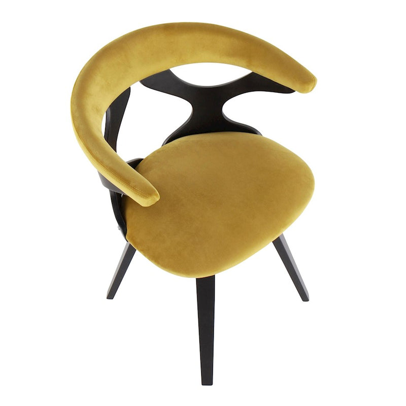 LumiSource Gardenia Chair in Black Wood/Chartreuse Velvet
