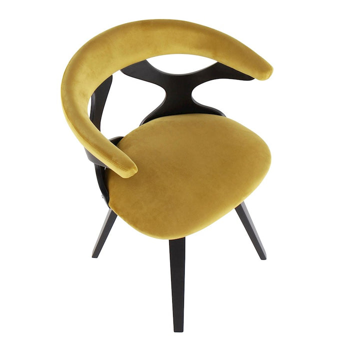 LumiSource Gardenia Chair in Black Wood/Chartreuse Velvet