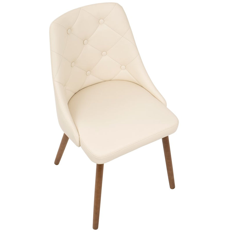 LumiSource Giovanni Chair | Mid-Century Modern Cream Walnut | Kitchen & Dining Accent Chair | 23.5 x 19 x 31.5 in | Model CH-GIOVWL-CR