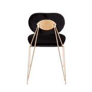LumiSource Gwen Chair Set of 2 | Glam Gold Metal & Black Velvet | Casual Dining & Accent Chairs | 22.25 x 18.75 x 32.25 in | Model CH-GWENAU-BK2