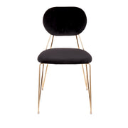 LumiSource Gwen Chair Set of 2 | Glam Gold Metal & Black Velvet | Casual Dining & Accent Chairs | 22.25 x 18.75 x 32.25 in | Model CH-GWENAU-BK2