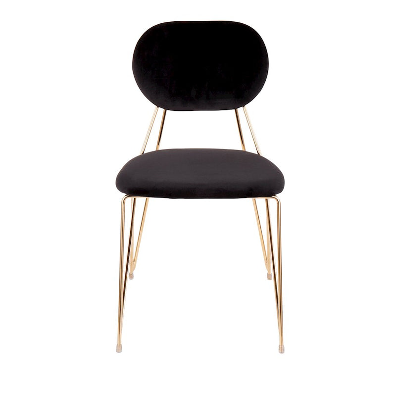 LumiSource Gwen Chair Set of 2 | Glam Gold Metal & Black Velvet | Casual Dining & Accent Chairs | 22.25 x 18.75 x 32.25 in | Model CH-GWENAU-BK2