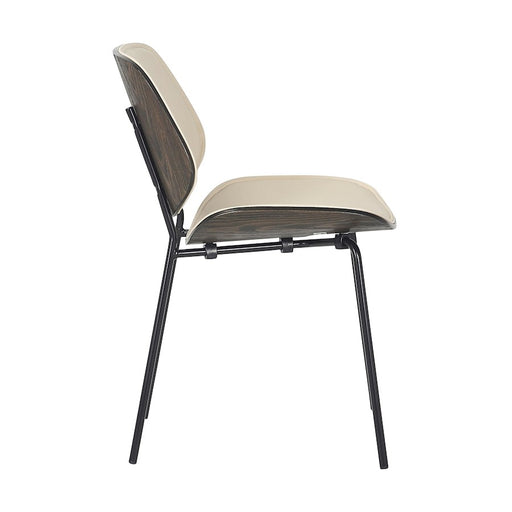 LumiSource Indy Lombardi Chair, Black/Dark Walnut Wood/Cream PU