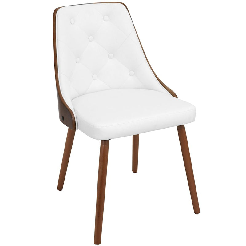 LumiSource Gianna Chair | Mid-Century Modern Walnut & White | Dining & Office Accent Chair | 22 x 19.25 x 31.25 in | Model CH-JY-GNNWL-W