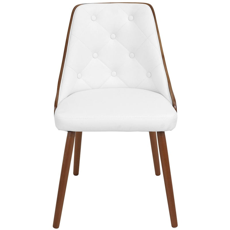 LumiSource Gianna Chair | Mid-Century Modern Walnut & White | Dining & Office Accent Chair | 22 x 19.25 x 31.25 in | Model CH-JY-GNNWL-W