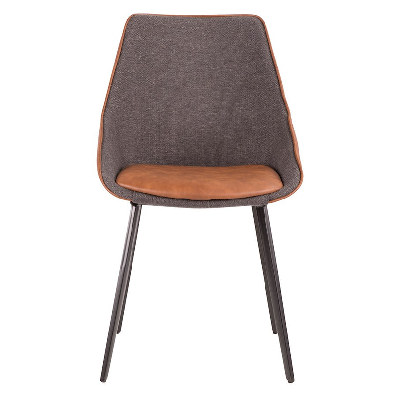 LumiSource Marche Two-Tone Chair Set of 2 | Brown PU and Grey Fabric with Black Metal Legs | Dining Room & Living Room Accent | Model CH-MARBK-BNGY2
