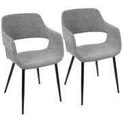 LumiSource Margarite Chair Set of 2 | Grey Fabric and Black Metal Legs | Mid-Century Modern Dining & Accent Seating | Model CH-MARGBK-GY2
