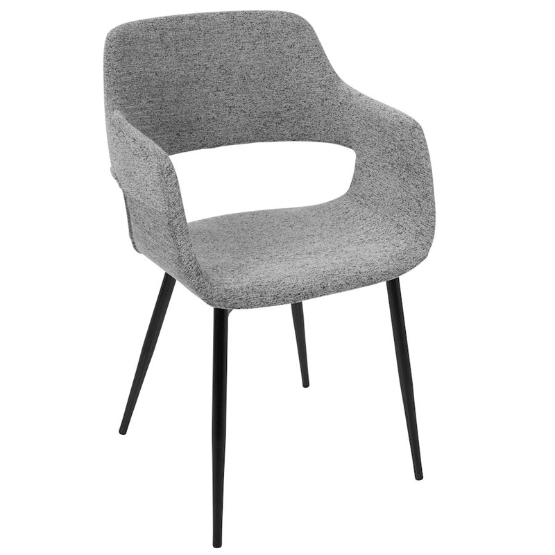 LumiSource Margarite Chair Set of 2 | Grey Fabric and Black Metal Legs | Mid-Century Modern Dining & Accent Seating | Model CH-MARGBK-GY2