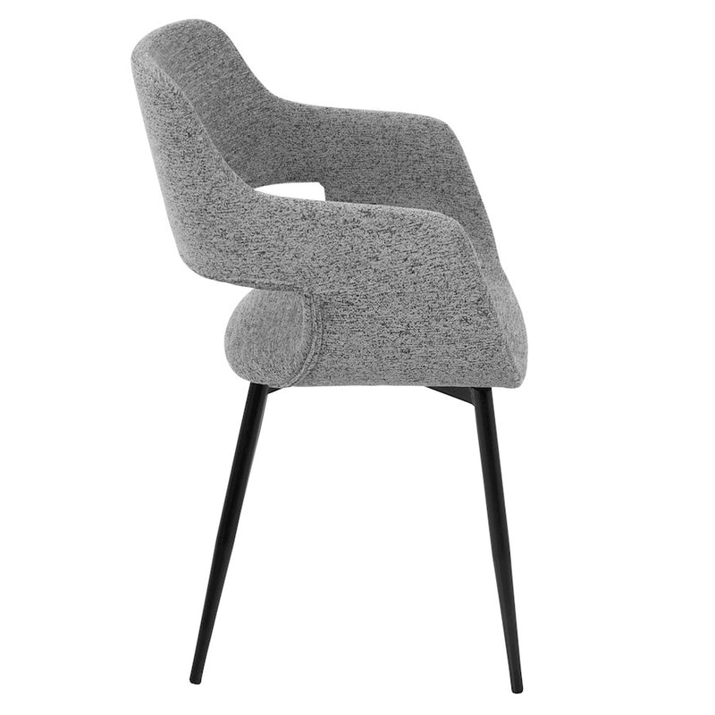 LumiSource Margarite Chair Set of 2 | Grey Fabric and Black Metal Legs | Mid-Century Modern Dining & Accent Seating | Model CH-MARGBK-GY2
