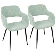 LumiSource Margarite Chair Set of 2 | Light Green Fabric and Black Metal Legs | Mid-Century Modern Dining & Accent Seating | Model CH-MARGBK-LGN2