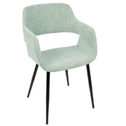 LumiSource Margarite Chair Set of 2 | Light Green Fabric and Black Metal Legs | Mid-Century Modern Dining & Accent Seating | Model CH-MARGBK-LGN2