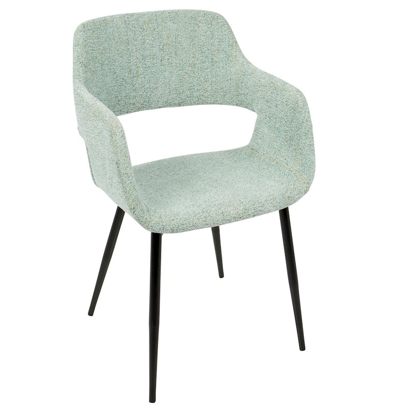LumiSource Margarite Chair Set of 2 | Light Green Fabric and Black Metal Legs | Mid-Century Modern Dining & Accent Seating | Model CH-MARGBK-LGN2