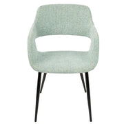 LumiSource Margarite Chair Set of 2 | Light Green Fabric and Black Metal Legs | Mid-Century Modern Dining & Accent Seating | Model CH-MARGBK-LGN2