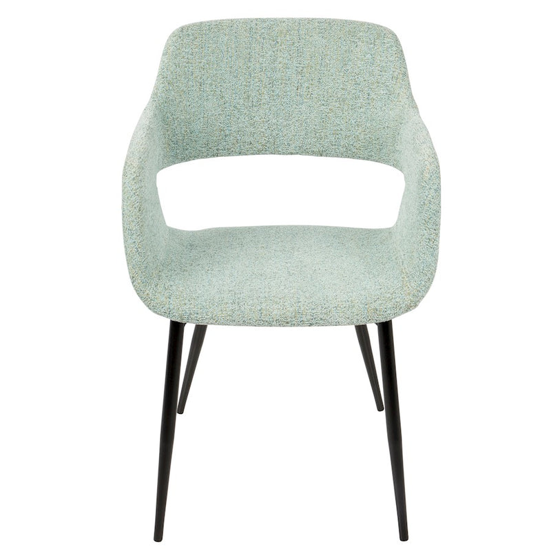 LumiSource Margarite Chair Set of 2 | Light Green Fabric and Black Metal Legs | Mid-Century Modern Dining & Accent Seating | Model CH-MARGBK-LGN2