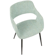 LumiSource Margarite Chair Set of 2 | Light Green Fabric and Black Metal Legs | Mid-Century Modern Dining & Accent Seating | Model CH-MARGBK-LGN2