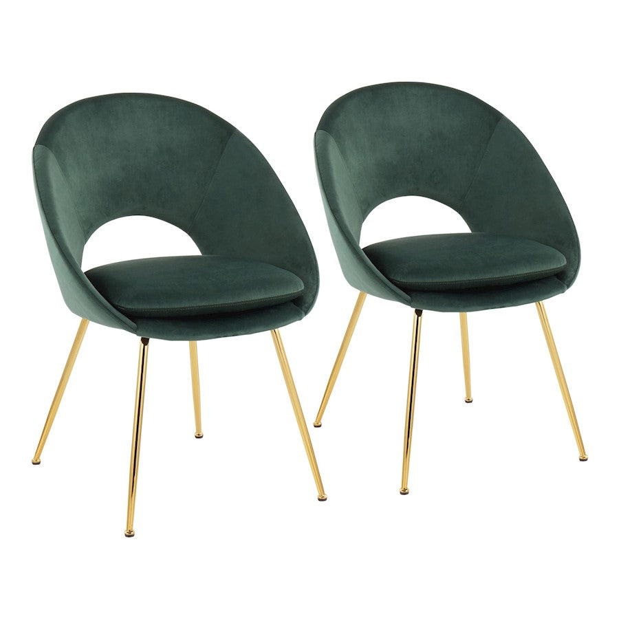 LumiSource Metro Chair, Set of 2 in Gold Steel/Green Velvet - CH-METROAU-VGN2