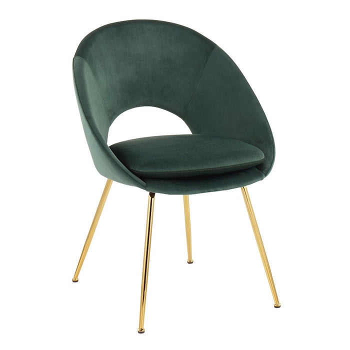 LumiSource Metro Chair, Set of 2 in Gold Steel/Green Velvet