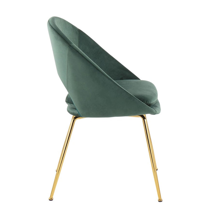 LumiSource Metro Chair, Set of 2 in Gold Steel/Green Velvet