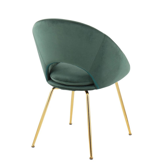 LumiSource Metro Chair, Set of 2 in Gold Steel/Green Velvet