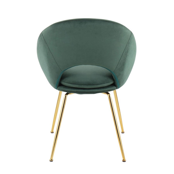 LumiSource Metro Chair, Set of 2 in Gold Steel/Green Velvet