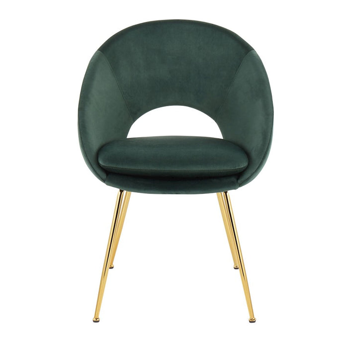 LumiSource Metro Chair, Set of 2 in Gold Steel/Green Velvet